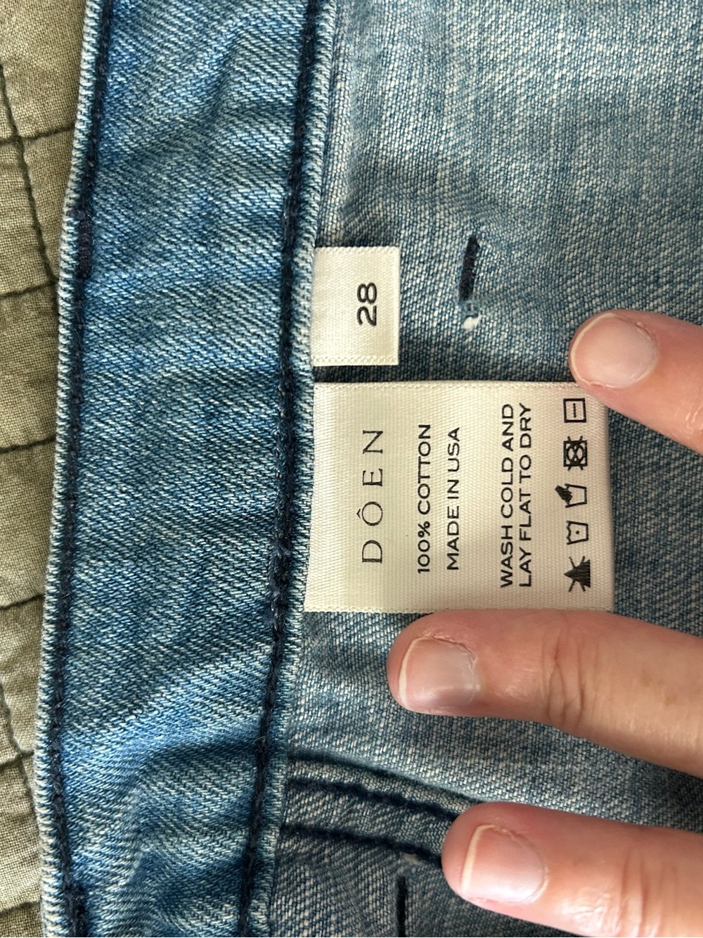 Doen Light Blue High-Rise Wide Leg Jeans with Front Patch Pockets - Picture 4 of 4